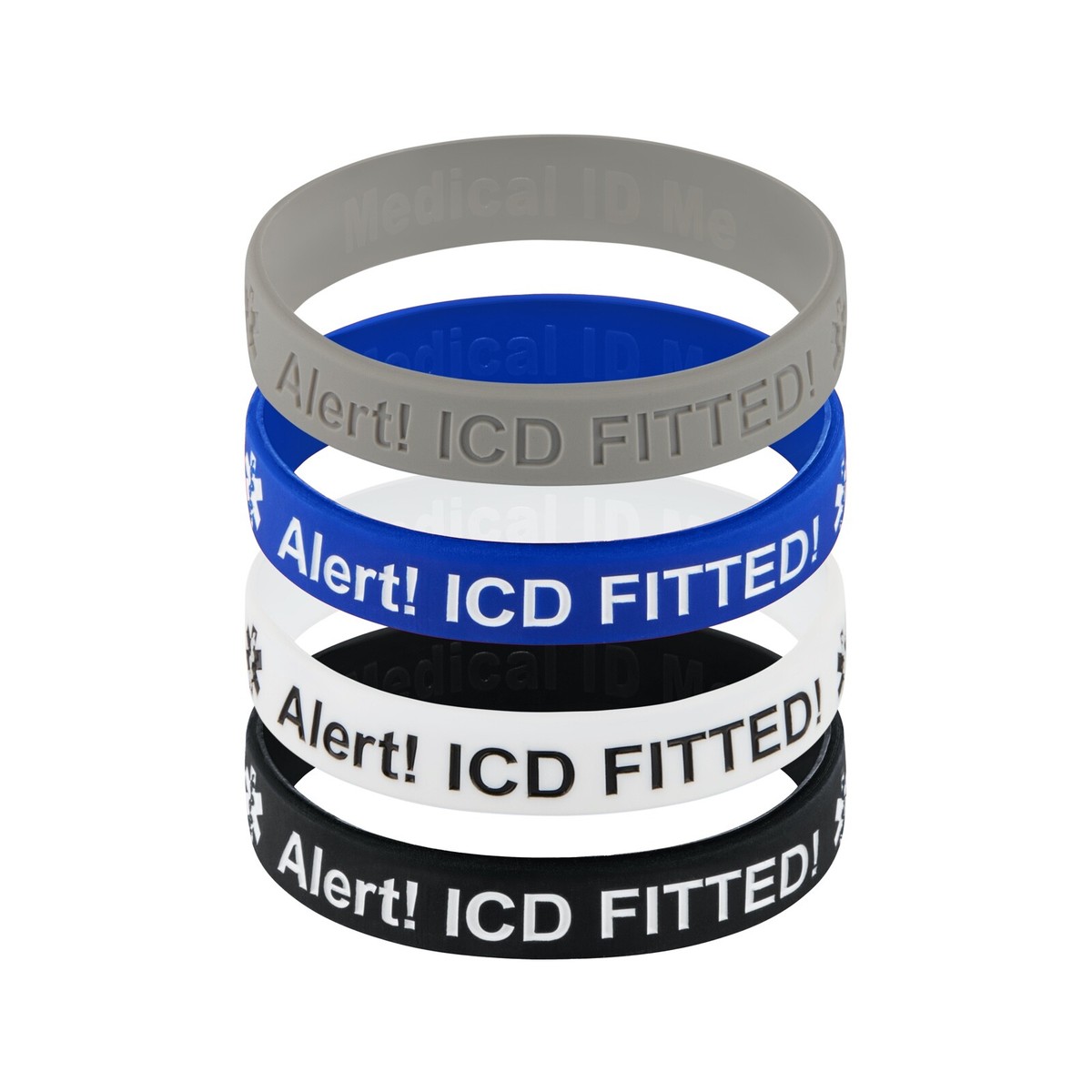(X1) Alert ICD Fitted Wristband Medical Alert Silicone Wristband Bracelet  Heart