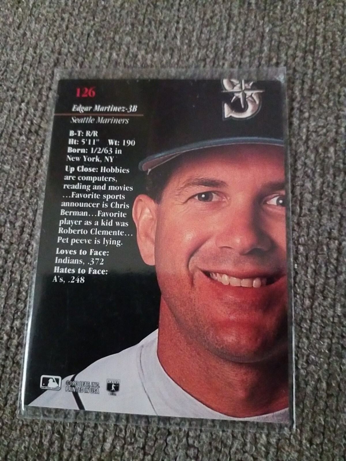 1993 Studio Seattle Mariners Baseball Card 126 Edgar Martinez eBay