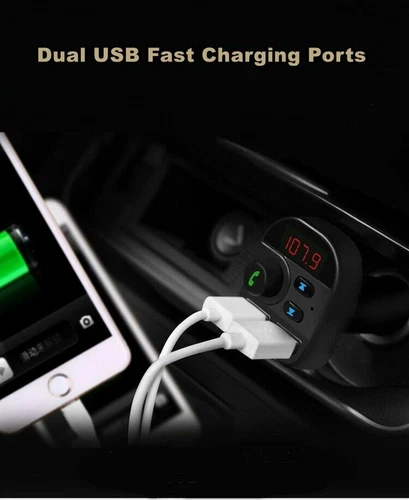 Bluetooth FM Transmitter Wireless Adapter MP3 Radio Car 2-Port USB Charger - Picture 8 of 24