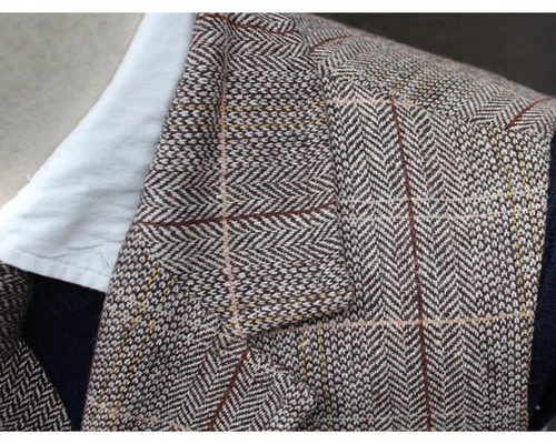 Tweed Men's British Style Wool Blend Retro Double-breasted Vest Waistcoat S-4XL - Picture 8 of 15