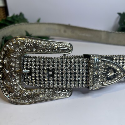 nocona womens Medium rhinestone crystal concho bling western belt 
