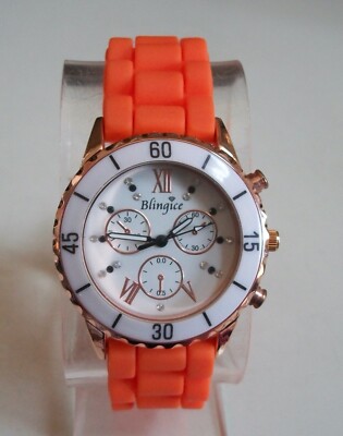 Women's Rose Gold Trim Dial Multicolor Silicone Band Fashion Casual Watch