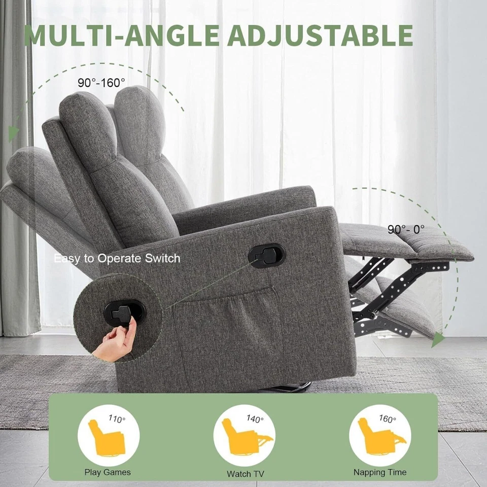 Silla reclinable giratoria mecedora balancín silla infantil reposapiés extra grande Foto 4 de 4