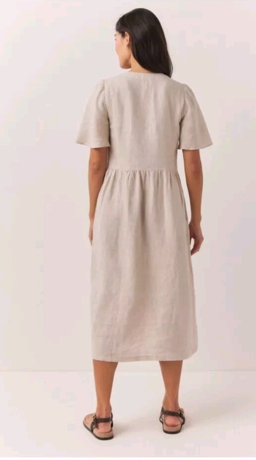 WHITE LABEL LINEN FLUTE SLEEVE MIDI DRESS LINEN FLAX SIZE 16 NEW WITH TAGS  ON | eBay UK