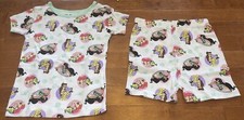 Disney Princess Girl Ariel Jasmine Belle White Shirt  Shorts Pajamas New Size 6
