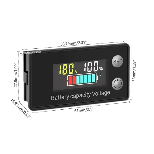 2x Farb Batterie Kapazität Monitor Messgerät DC8-100V 12/36/48V Prozent Spannungen - Bild 2 von 20