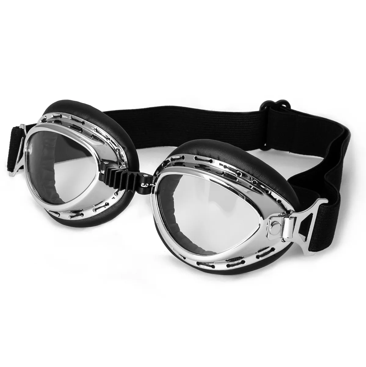 Lunettes Moto Vintage Aviateur Coupe Vent Masque Cuir Protection