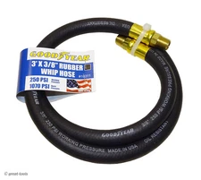 AIR TOOL WHIP HOSE – 3’ x 3/8” – USA – Goodyear – jumper hoses – pneumatic tools