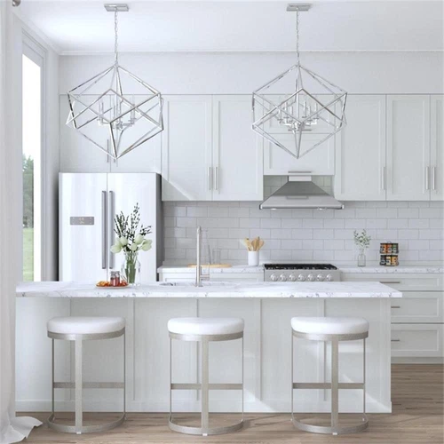 Uttermost Euclid 6-Light Steel and Crystal Cube Pendant Light in Nickel - Picture 8 of 8