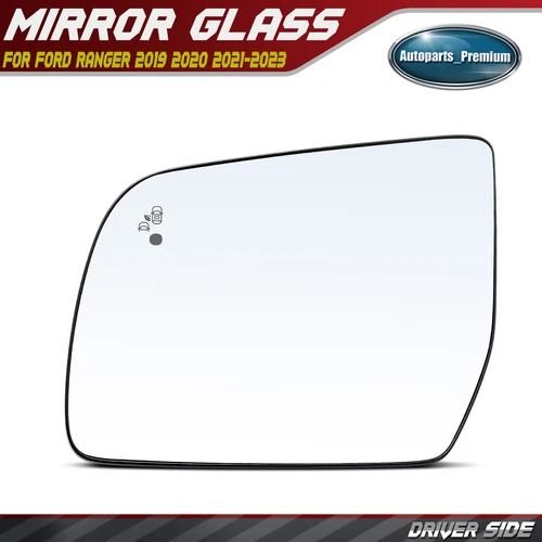 Left Driver Mirror Glass with Heated & Blind Spot for Ford Ranger 2019 2020-2023