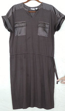 Chico's EasyWear Sz 2 M L Brown Knit Straight Dress Drawstring Pockets  12 14