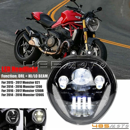 LED Headlight w/ DRL Hi/Lo Beam Fit For Ducati Monster 1200R 1200S 821 2014-2017