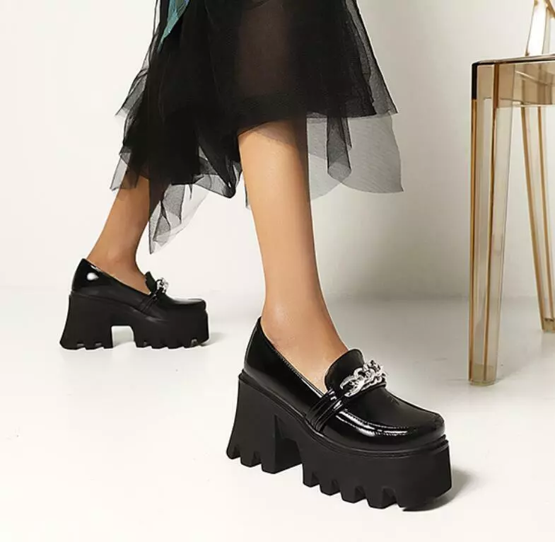 Platform loafer cheap heels