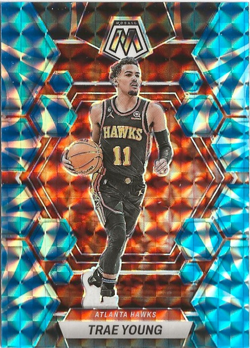 2022-23 Panini Mosaic Trae Young Blue Prizm SP Atlanta Falcons
