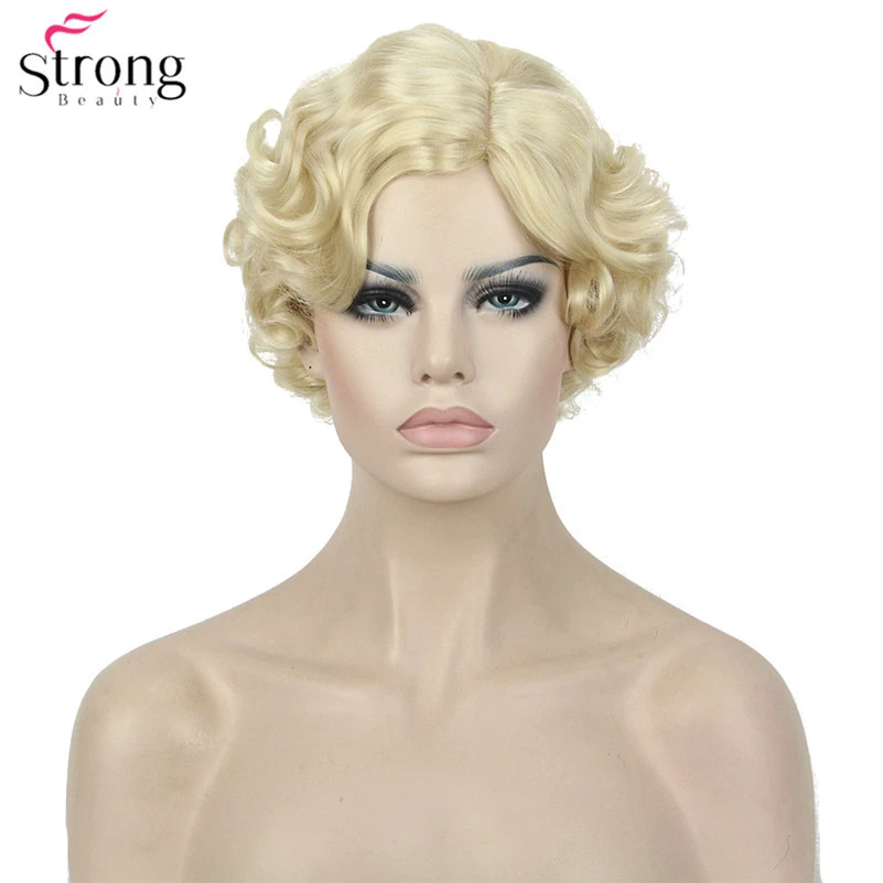 Peluca sintética rubia onda de dedo corto retro años 20 pelucas vintage para mujer Foto 2 de 4