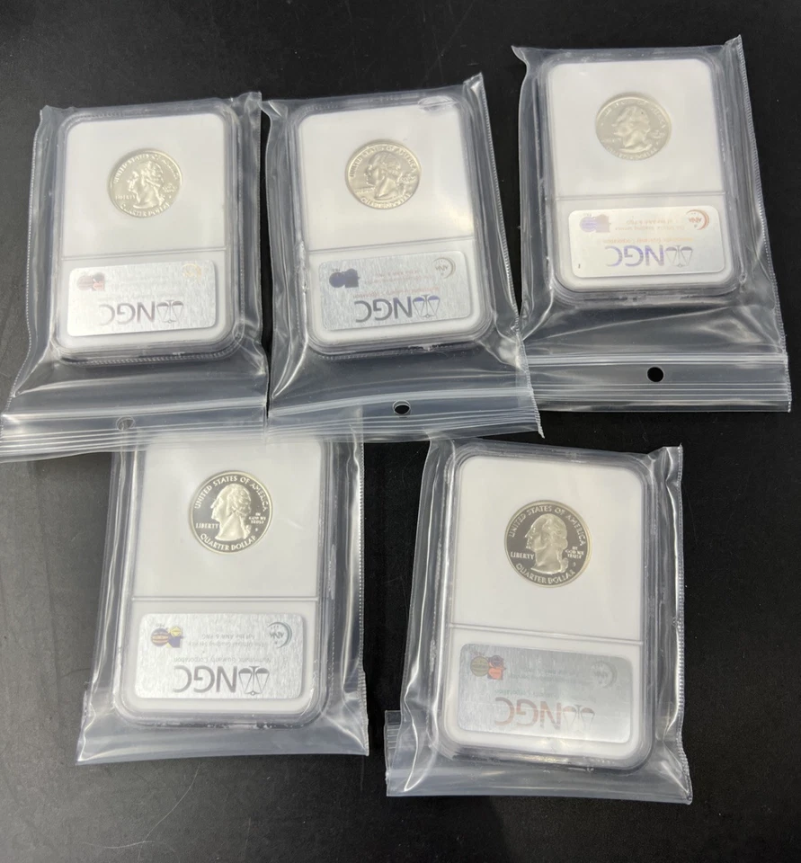 2003 S Silver Quarter 5 Coin Set NGC PF69 UCAM Brown Label Holders - Image 2 of 4