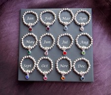925 STERLING SILVER BIRTHSTONE RING STRETCH & STACK JANUARY-DECEMBER GEM STONE