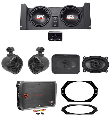 MTX 10'' Powered Subs+Box+Front+Rollbar Speakers+Amp For 1997-06 Jeep Wrangler TJ