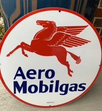 Vintage Style Aero Mobil Mobilgas  Gas  Oil  Metal Heavy Sign