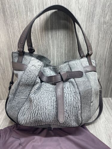 Kooba Gray Slouchy Leather Hobo Shoulder Bag Large Purse Zippers pretty VGC Prin - Picture 15 of 21