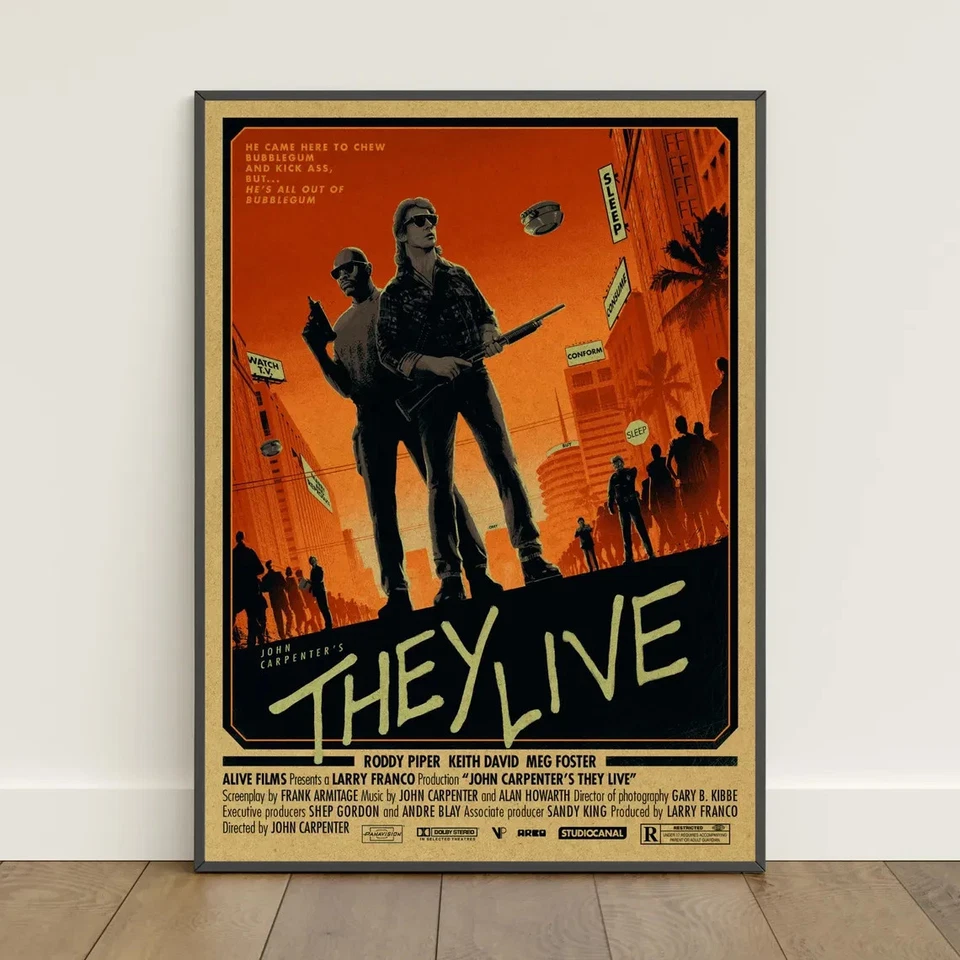 They Live Movie Vintage Style Poster,  John Carpenter Film Wall Decor, Noframe - Image 2 of 4
