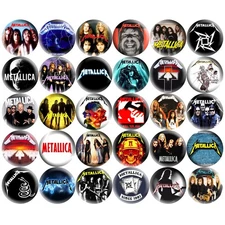 Metallica 80s 90s Heavy Metal Rock 1.5" Pinback Buttons Retro Music, 30-Pin Set