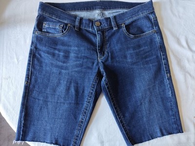 Bogner Damen Denim Bermuda Jeansshorts Slim Fit Gr. M Blau Mid Wash Logo