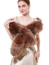 Soul Young Faux Fur Collar Women's Neck Warmer 31.5 inches, Cameo With Tips