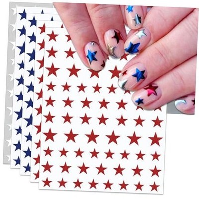 Nail Stickers, Laser Bright Red Blue White Star for Independence 4th of July
