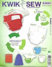 Infant Baby Cloth Diaper Cover  Insert Sewing Pattern UNCUT Size 3-24 Months