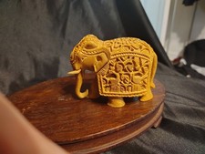 4" Hand Carved Sandlewood Detailed Elepant Sculpture