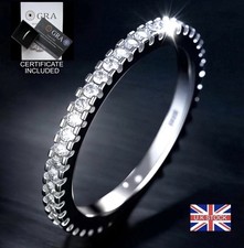 Moissanite Full Eternity Ring 18ct White Gold on Sterling Silver Sizes K L O P