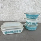 8 pc Vintage PYREX Turquoise Amish BUTTERPRINT Casserole Set w/ Lids