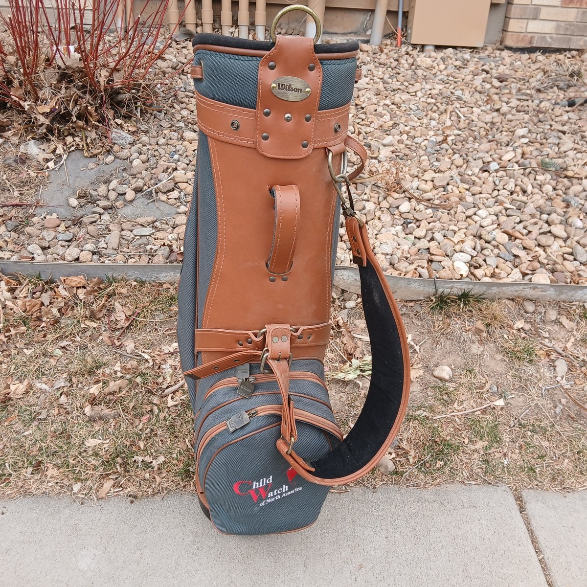 Wilson 6 Way Divider Brown Faux Leather Cart Golf Bag Made In USA 