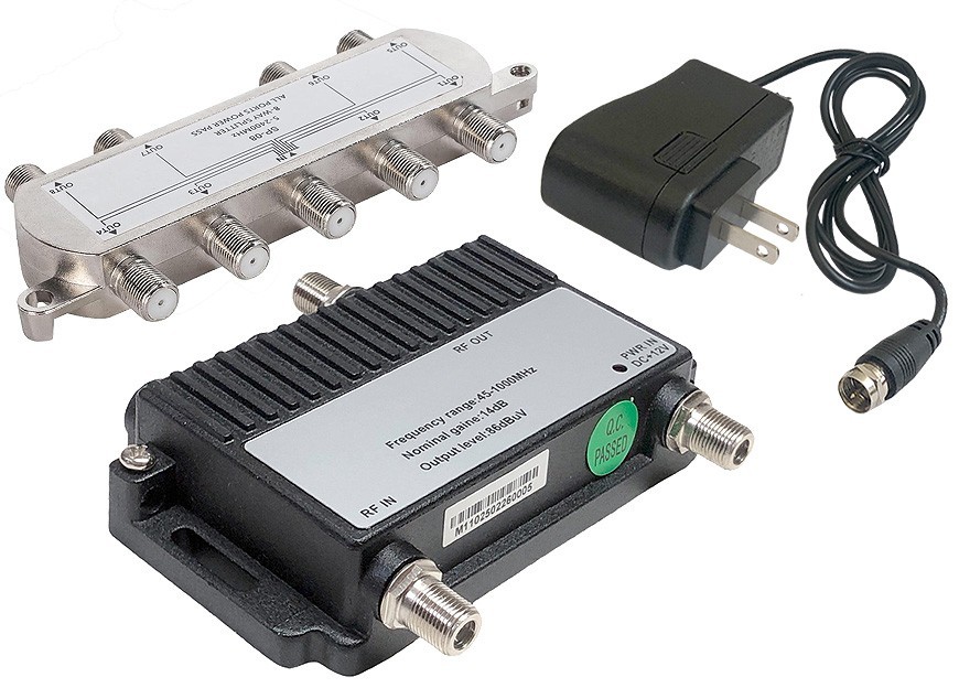 8-Way RF Splitter Combiner 14dB Amplified TV Signal Booster for