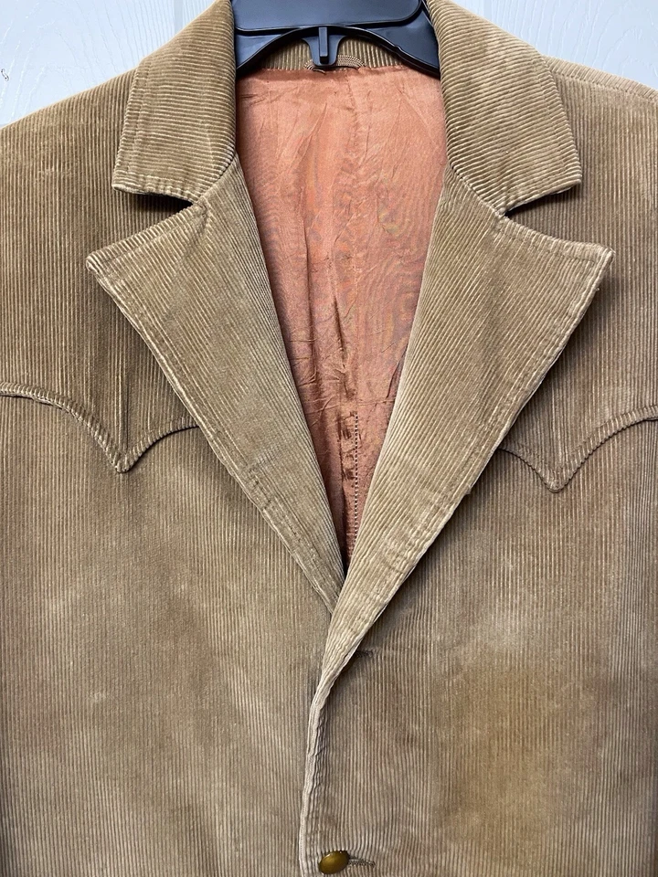 Vintage Pioneer Wear Corduroy Western Blazer Jacket Mens 40L Made in USA Tan - Image 2 of 4