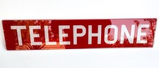 Vintage Red Payphone Glass Sign 25.5" Original Telephone Booth Heavy Thick Glass