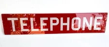 Vintage Red Payphone Glass Sign 25.5" Original Telephone Booth Heavy Thick Glass