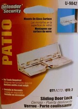 Defender Security U-9842 Clear Lucite, Glass Surface Patio Door Lock, 2 Pack New