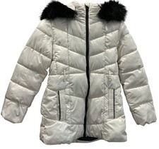 Michael Kors Hooded Puffer Jacket Girls 14 White Black Gorpcore Outdoor Winter