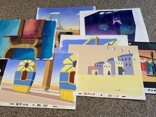 8 Original Blazing Dragons Animation Production Art Painted Backgrounds