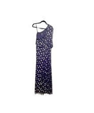 Adrianna Papell Gown Maxi Dress Size 12 Purple Glitter Dots Mesh One Should