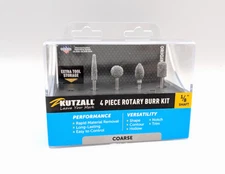 Kutzall 4-Piece Rotary Burr Kit - 1⁄8" Shaft, Coarse - Wood Carving Bits