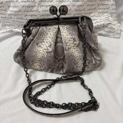 Weekend Max Mara Pasticcino Shoulder Bag Leather Kisslock Clasp USED Mint Cond