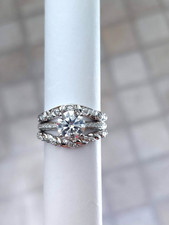 1.5 CT 7mm Full Moissanite 925 Silver Engagement  Enhancer Ring Set 5.5 GRA 6 g