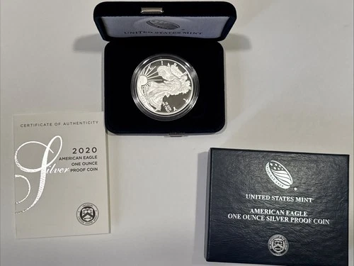2020 S American Silver Eagle Proof Dollar Coin 1oz .999 Fine Silver w/ OGP & COA