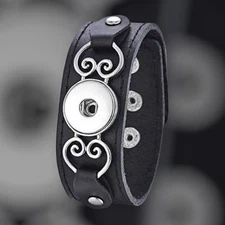 Snap Jewelry Brown Leather Bracelet Heart Fits 18-20mm Ginger Style Charms NEW