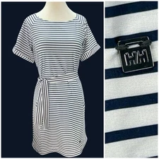 Helly Hansen Thalia Dress Womens S Fitted Short Sleeve Navy Belt Pocket Stretch