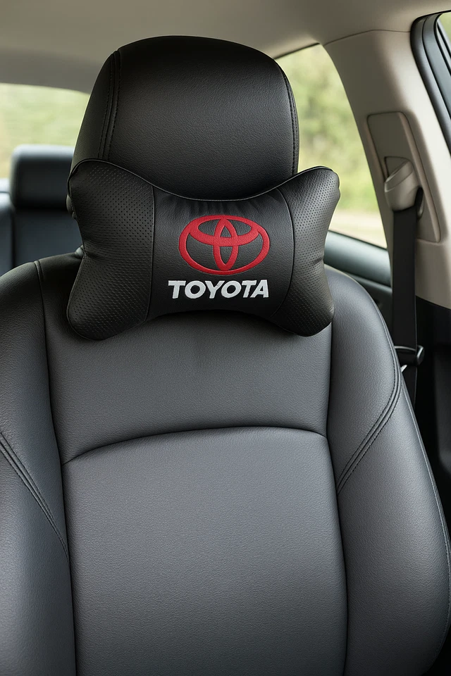 Автомобильные подушки для поддержки шеи TOYOTA черная кожа — универсальный крой — 2 шт. - Изображение 3 из 3