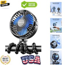 Portable Stroller Fan with LED Display, 4 Speed Rechargeable Mini Clip On Fan...